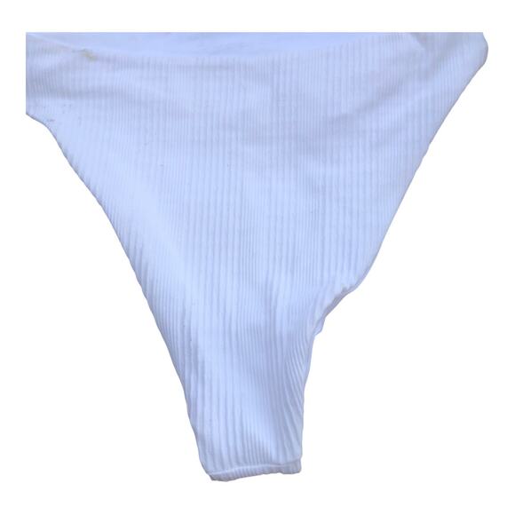 L Space Court Bitsy Cut White Ribbed Bikini Bottom Stretch Women's Sz Medium NWT - Picture 7 of 13